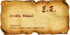 Erdős Rómeó névjegykártya